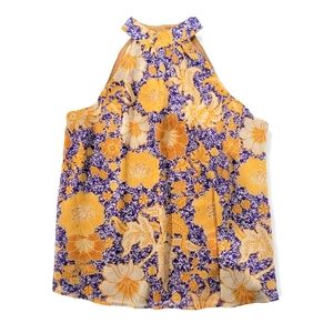 Cupcakes and Cashmere NWT Floral Print Sleeveless Halter Top Womens's L